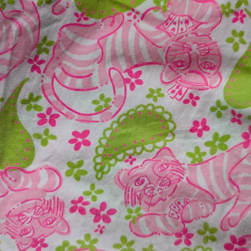 Lilly Pulitzer Pink Green Tiger Paisley Cropped Cards Pants Sz 6 Stretch Cotton - Picture 6 of 6